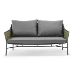 Panama Sofa 2 seater outside from DeFrae Contract Furniture roped back cushioned outdoor 2 seater sofa