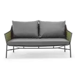 Panama Sofa 2 seater outside from DeFrae Contract Furniture roped back cushioned outdoor 2 seater sofa