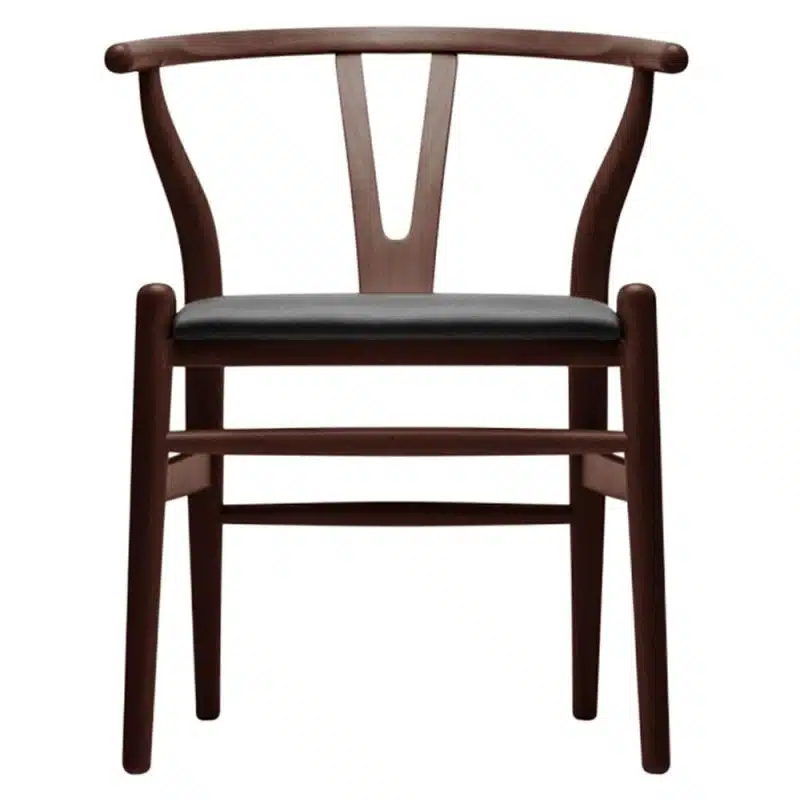 WIsh Chair walnut Frame with black faux leather seat DeFrae Contract Furniture front view