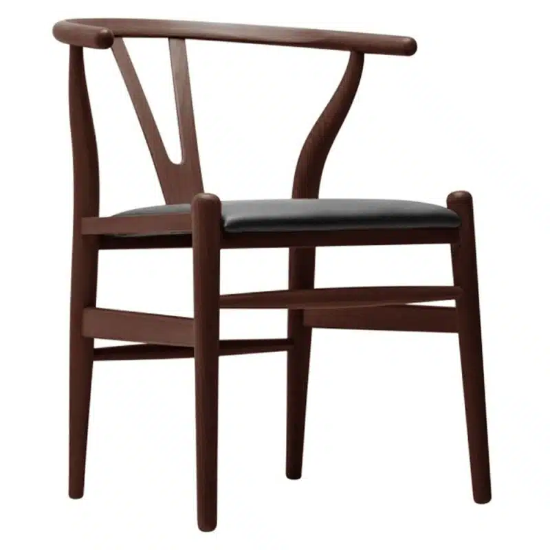 WIsh Chair walnut Frame with black faux leather seat DeFrae Contract Furniture hero