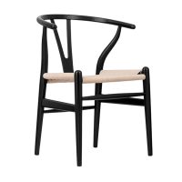 Wish Chair WIshbone Black Frame with natural seat DeFrae Contract Furniture