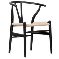 WIshbone Black Frame with natural seat DeFrae Contract Furniture hero