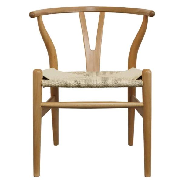 WIshbone natural Frame with natural seat DeFrae Contract Furniture front view