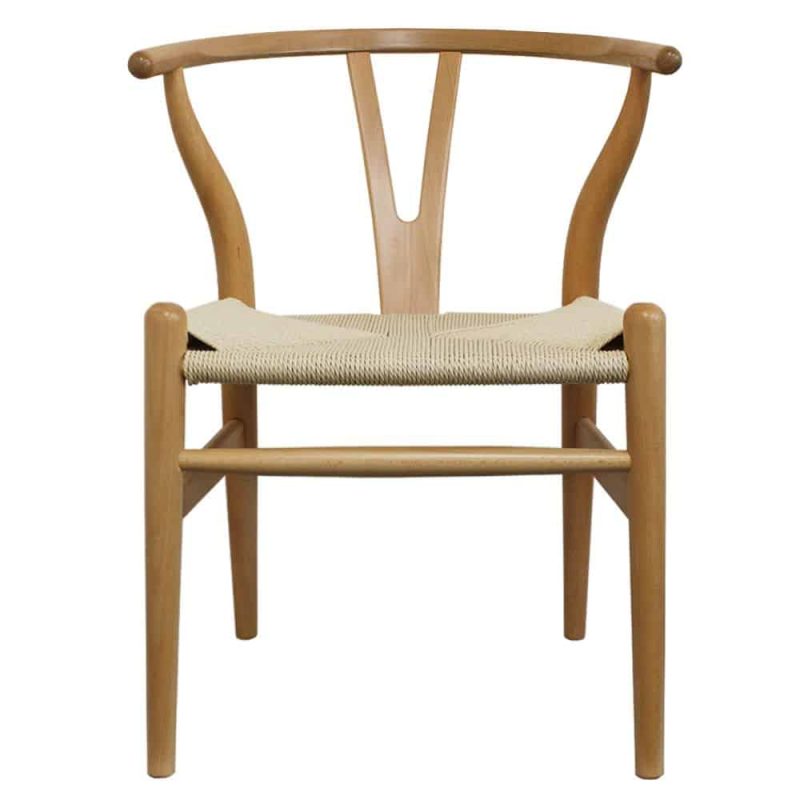 WIshbone natural Frame with natural seat DeFrae Contract Furniture front view