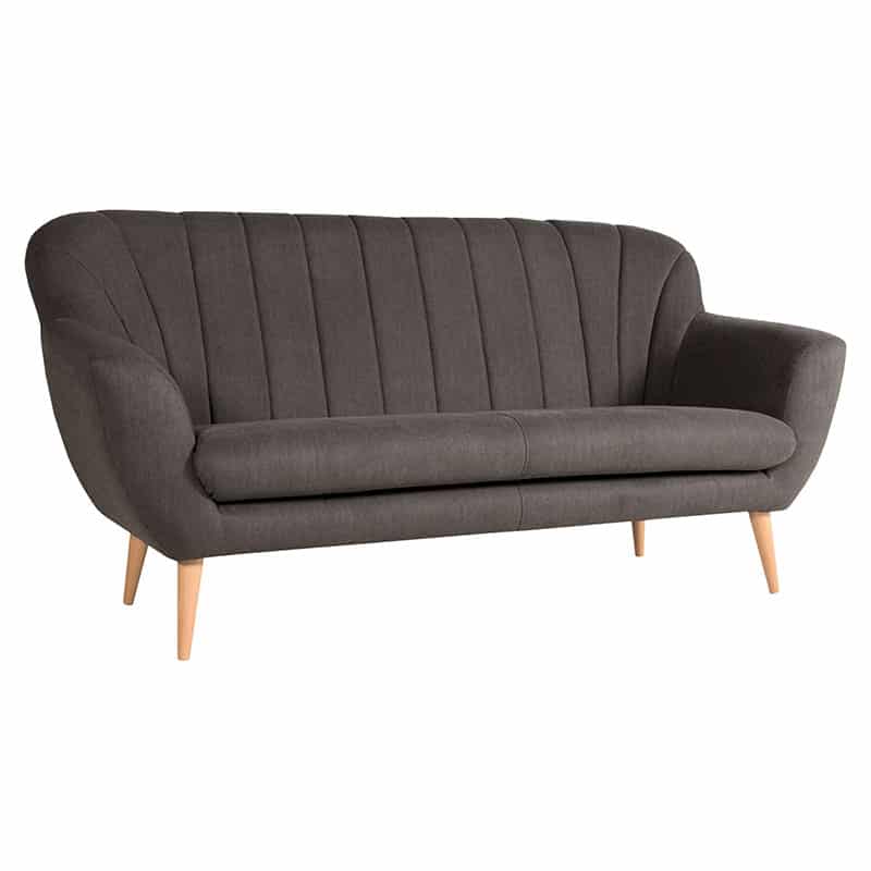 The Phoebe 2 seater sofa with fluted back detial. A retro chic sofa upholstered in any fabric including leather, velvet or  also customers own material.