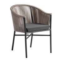 Holt Armchair With Rope Weave Design in Natural Taupe from DeFrae Contract Furniture for outdoor use in your restaurant bar coffee shop cafe or hotel.