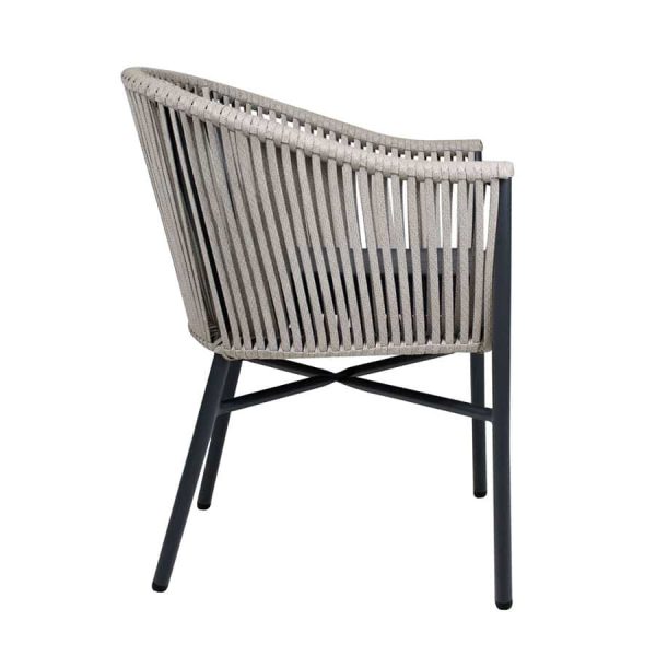 Holt Armchair With Rope Weave Design in Natural Taupe from DeFrae Contract Furniture for outdoor use in your restaurant bar coffee shop cafe or hotel.