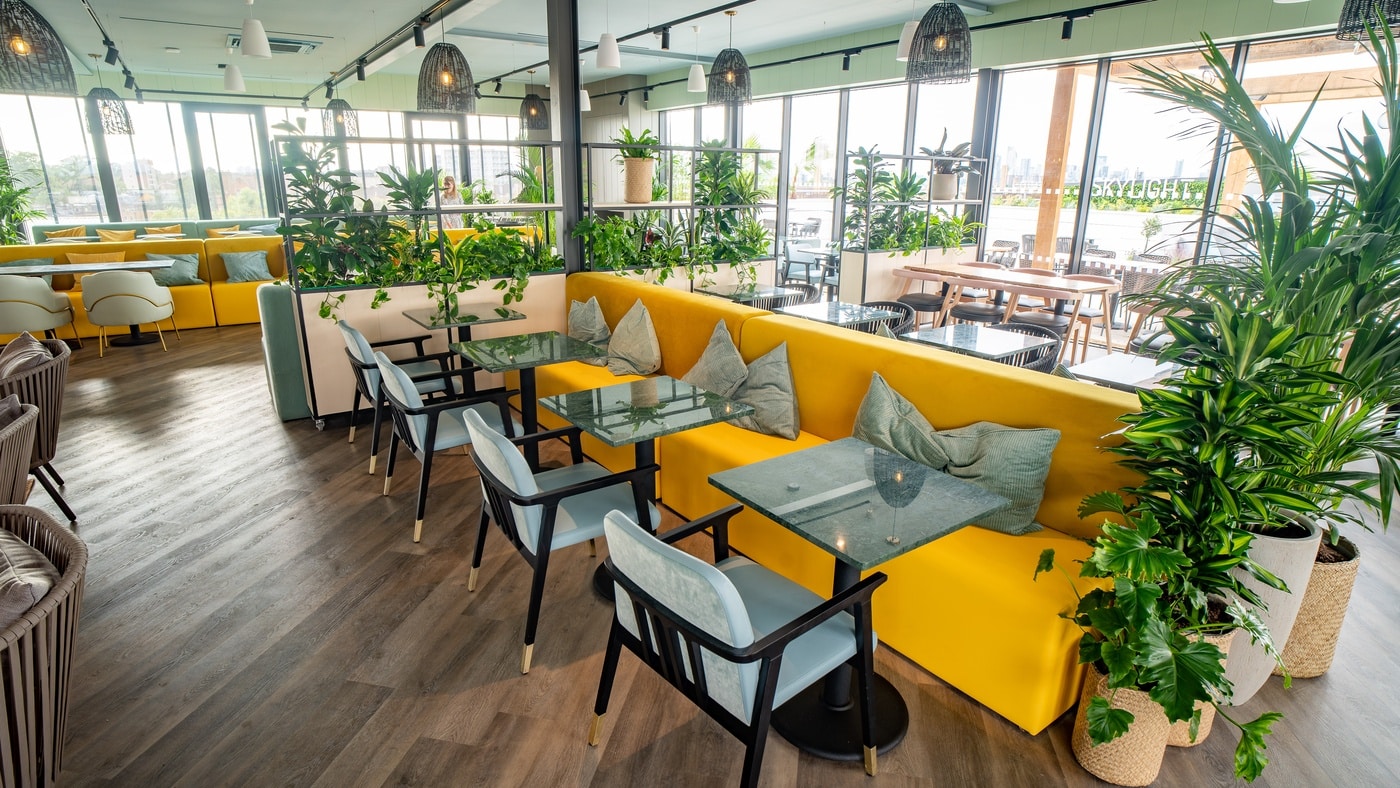 Restaurant bar furniture by DeFrae Contract Furniture at Skylight Peckham London