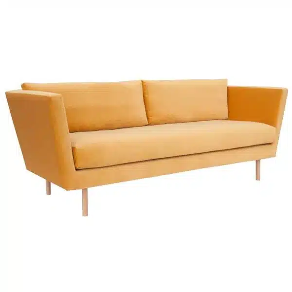 Baltimore Sofa by DeFrae Contract Furniture 2 Seater with wooden legs yellow