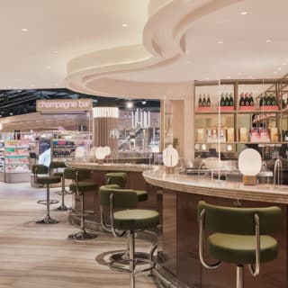 H Beauty Champagne Juno Bar Stools By DeFrae Contract Furniture at the Centre MK