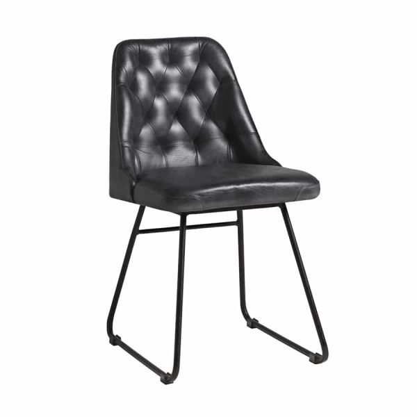 Harland Side Chair Button Back Stitching DeFrae Contract Furniture Black