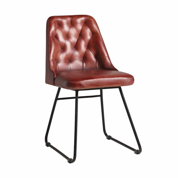 Harland Side Chair Button Back Stitching DeFrae Contract Furniture Red