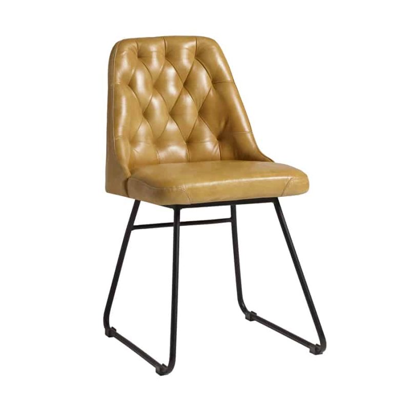 Harland Side Chair Button Back Stitching DeFrae Contract Furniture Tan