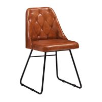 Harland Side Chair Button Back Stitching DeFrae Contract Furniture Vintage Leather
