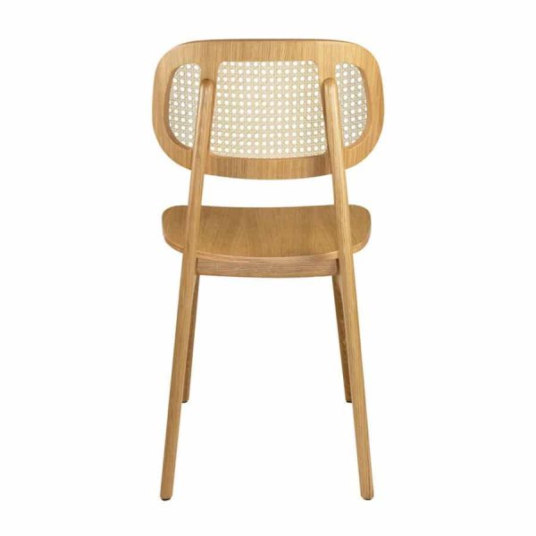 Adore Side Chair in Natural With Cane Back DeFrae Contract Furniture back view