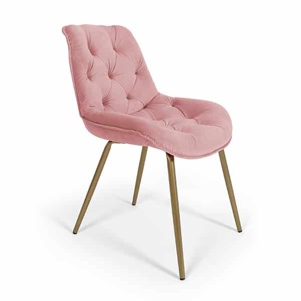 Vido Side Chair with Button Back and Brass Metal Frame DeFrae Contract Furniture