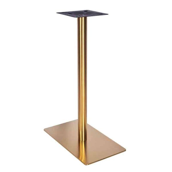 Zeus Rectangular Brass Bar Poseur Height Table Base DeFrae Contract Furniture