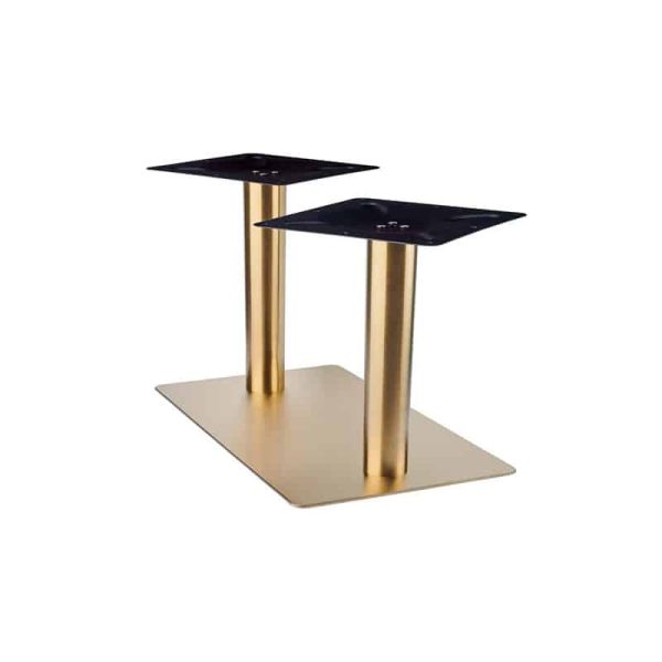 Zeus Twin Brass Cofee Height Table Base DeFrae Contract Furniture