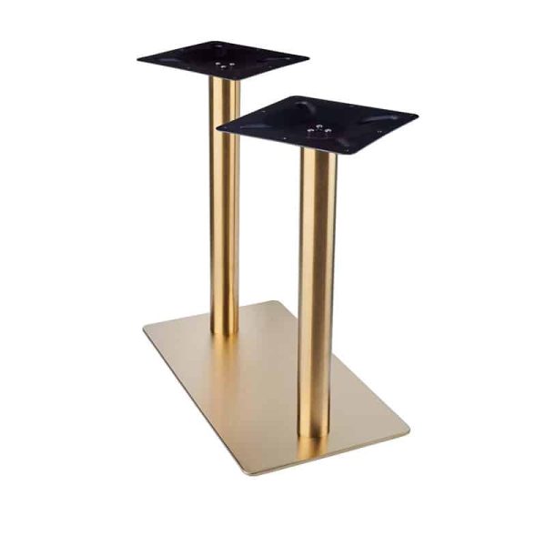 Zeus Twin Brass Dining Height Table Base DeFrae Contract Furniture