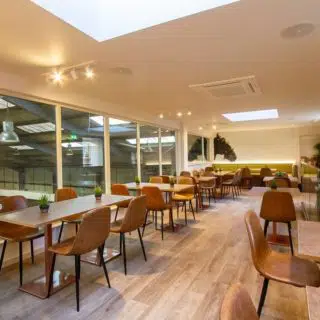 Bespoke Tables by DeFrae Contract Furniture at Equus Dining Restaurant Cafe at Trent Park Equestrian Centre