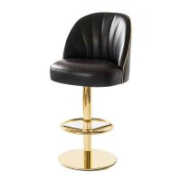 Carmela RB Bar Stool Bar Stool DeFrae Contract Furniture Brass Frame Black Leather