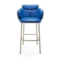 La Rossa Bar Stool DeFrae Contract Furniture Blue with brass frame