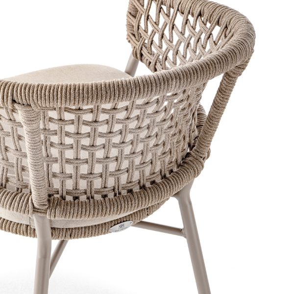 Atol Armchair Taupe and Champagne Rope Weave Outdoor Armchair from DeFrae Contract Furniture Close Up