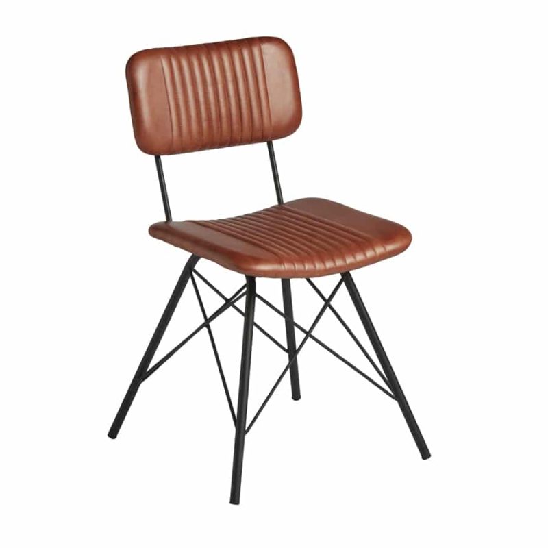 Duchy Side Chair Bruciato Leather DeFrae Contract Furniture