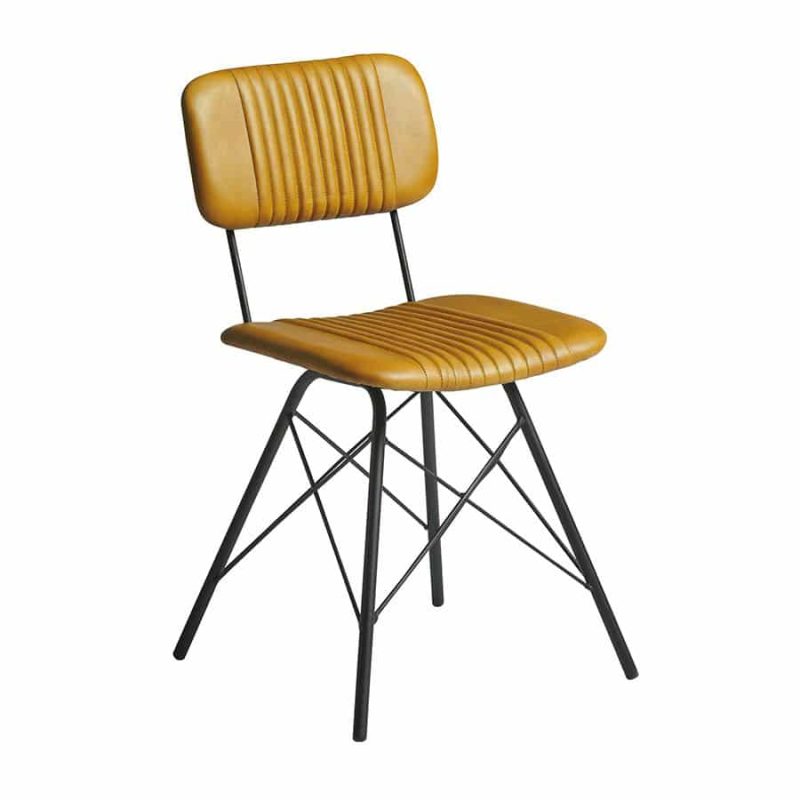 Duchy Side Chair Vintage Gold Leather DeFrae Contract Furniture