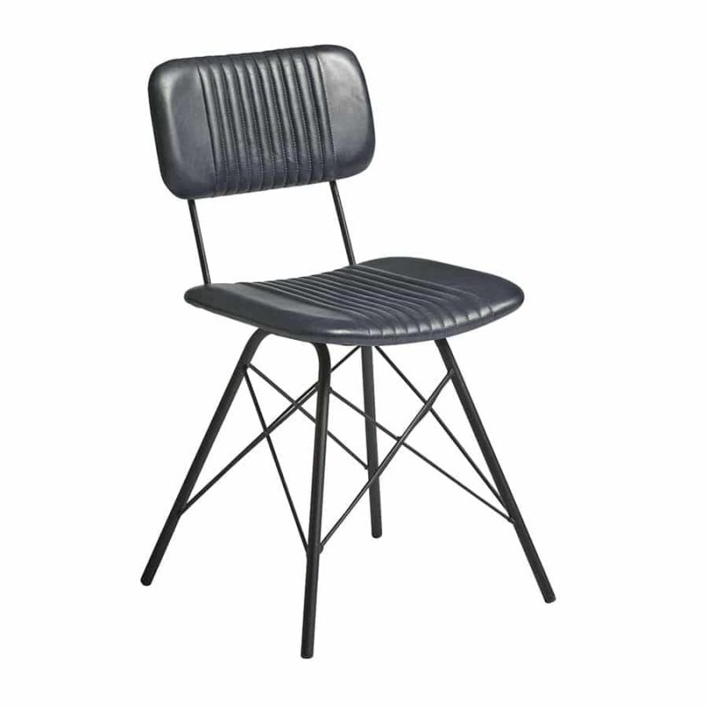 Duchy Side Chair Vintage Silver Leather DeFrae Contract Furniture