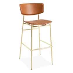 Fifties Bar Stool Calligaris at DeFrae Contract Furniture Faux Leather with Gold Frame