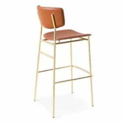 Fifties Bar Stool Calligaris at DeFrae Contract Furniture Faux Leather with Gold Frame Back