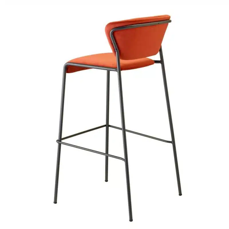 Lisa Bar Stool Metal Frame Curved Back DeFrae Contract Furniture Back Left View