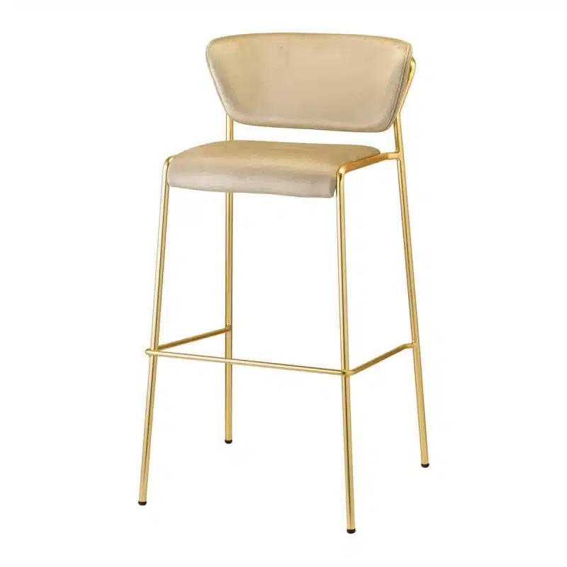 Lisa Bar Stool Metal Frame Curved Back DeFrae Contract Furniture Gold Frame