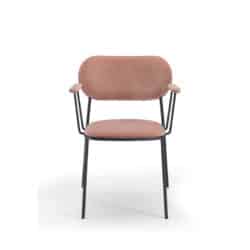 Nuta Light Armchair DeFrae Contract Furniture Pink Black Frame Front On View