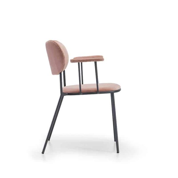 Nuta Light Armchair DeFrae Contract Furniture Pink Black Frame Side View