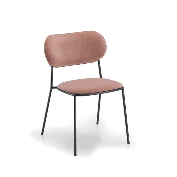 Nuta Light Side Chair DeFrae Contract Furniture Pink Black Frame