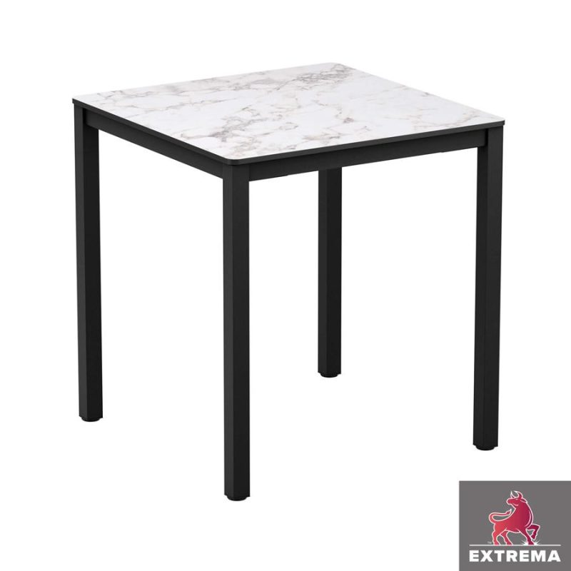 Extrema Carrara Marble Table With Troy Alluminium Table Base Square