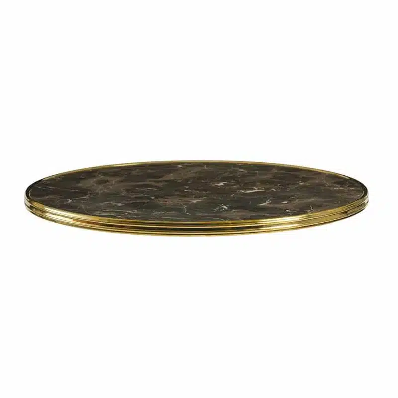 Parisian Tabletops Dark Marble Gold Rim DeFrae Contract Furniture