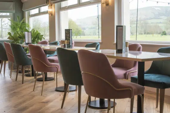 Restaurant and bar furniture by DeFrae Contract Furniture at the View, Westbury