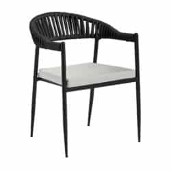 Tico Rope Armchair in Dark Grey Weave with Black Metal Frame DeFrae Contract Furniture