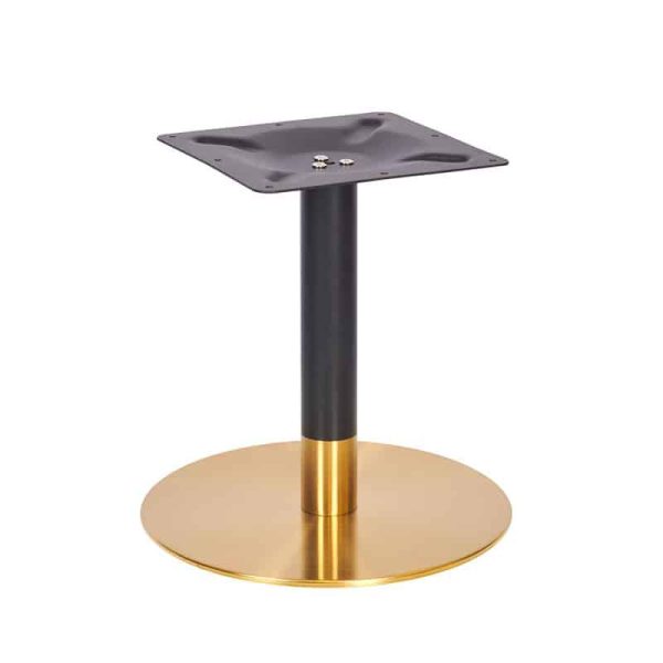 Zeus Black and Brass Round Coffee Height Two Tone Brass Base Round DeFrae Contract Furniture