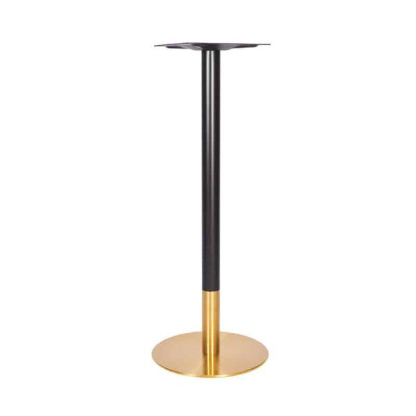 Zeus Black and Brass Round Poseur Height Two Tone Brass Base Round DeFrae Contract Furniture