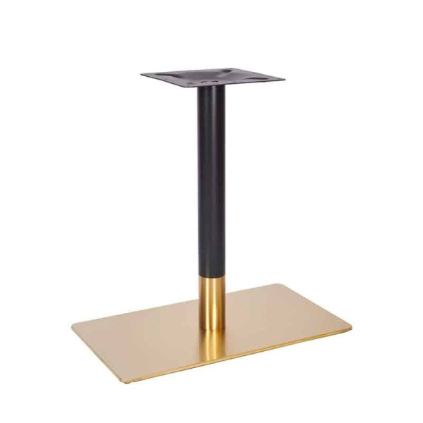 Zeus Rectangular Black and Brass Dining Height Two Tone Brass Base DeFrae Contract Furniture