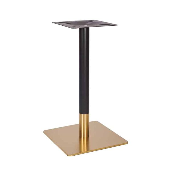 Zeus Black and Brass Square Dining Height Base DeFrae Contract Furniture