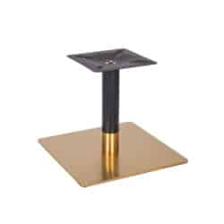 Zeus Black and Brass Square Coffee Height Two Tone Brass Base DeFrae Contract Furniture