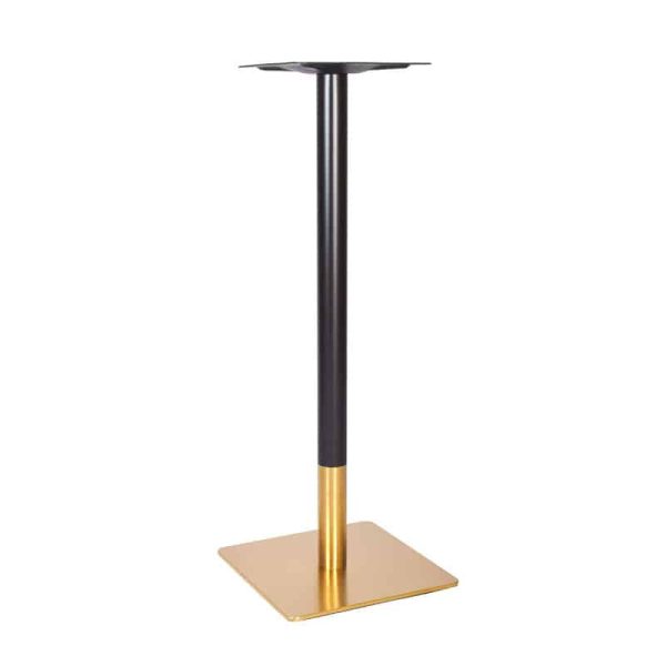 Zeus Black and Brass Square Bar Poseur Height Base DeFrae Contract Furniture