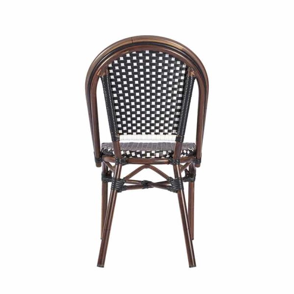 Carcassone French Bistro Side Chair Black and White. Ideal for any busy outdoor bar, cafe, coffee shop, hotel or restaurant.