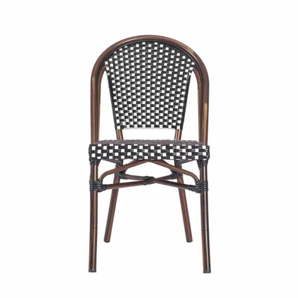 Carcassone French Bistro Side Chair Black and White. Ideal for any busy outdoor bar, cafe, coffee shop, hotel or restaurant.