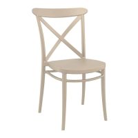 The Crossback side chair in Taupe is a stackable, polypropelene chair suitable for outdoor use in your garden, restaurant, bar, coffee shop or hotel.